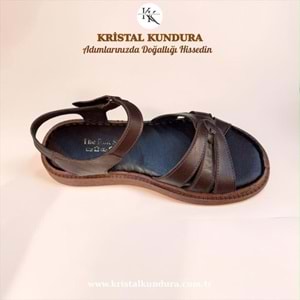 Kristal Mtf.11 Tam Ortopedik Hakiki Deri Kadın Sandalet - Kahverengi - 36
