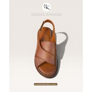 Kristal Mtf.12 Tam Ortopedik Hakiki Deri Kadın Sandalet - Taba - 40