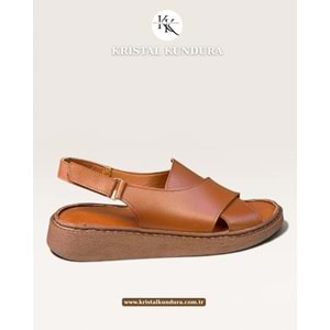 Kristal Mtf.12 Tam Ortopedik Hakiki Deri Kadın Sandalet - Taba - 40