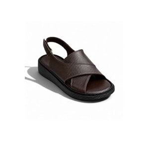 Kristal Mtf.12 Tam Ortopedik Hakiki Deri Kadın Sandalet - Kahverengi - 40