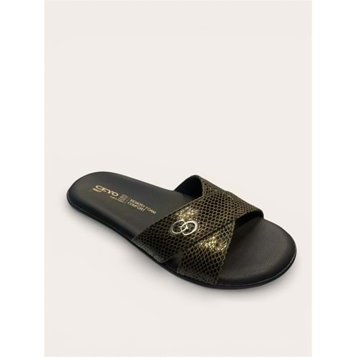 Ceyo 9827-8 Tam Ortopedik Hafızalı Taban Ekstra Yumuşak Kadın Terlik - Haki - 38