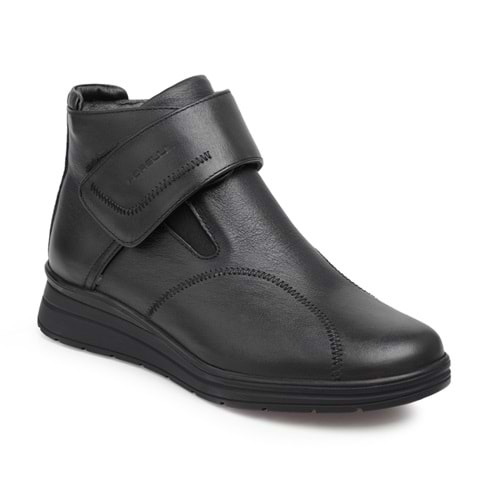 Forellı Peykan-H Tam Ortopedik İçi Dışı Hakiki Deri Kadın Bot - Siyah - 41