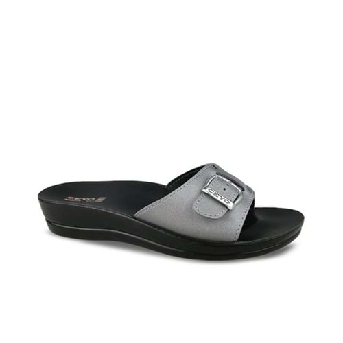 Ceyo Minerva Tokalı Tam Ortopedik Kadın Terlik - Platin - 38