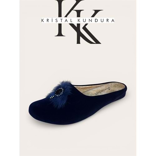 Kristal Anatomik Taban Şık Kadın Ev Terliği - lacivert - 40