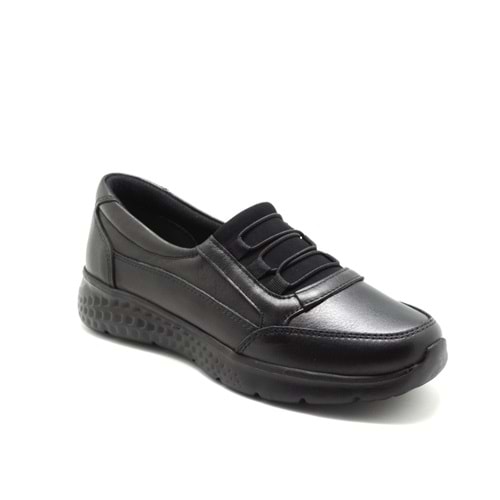 Forex 1211 Tam Ortopedik İçi Dışı Hakiki Deri Ekstra Hafif Kadın Ayakkabı - Siyah - 40