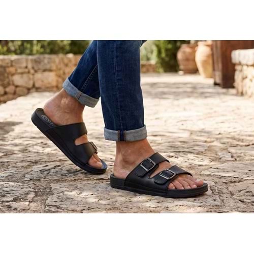 Carla Verde Tam Ortopedik Çift Cırtlı Erkek Terlik - Carla Verde - 140135.50 - Siyah - 41