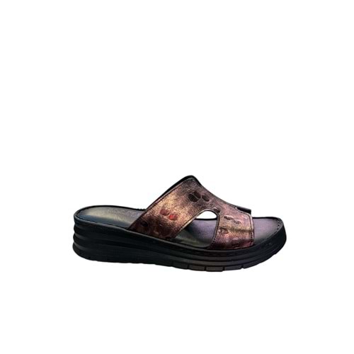 Kristal İrm.130 Tam Ortopedik İçi Dışı Deri Kadın Şık Terlik - Kristal - İrm.130 - Bakır - 36