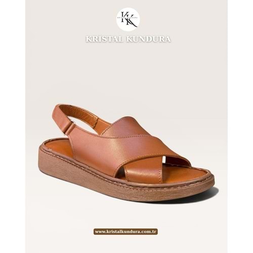 Kristal Mtf.12 Tam Ortopedik Hakiki Deri Kadın Sandalet - Taba - 40