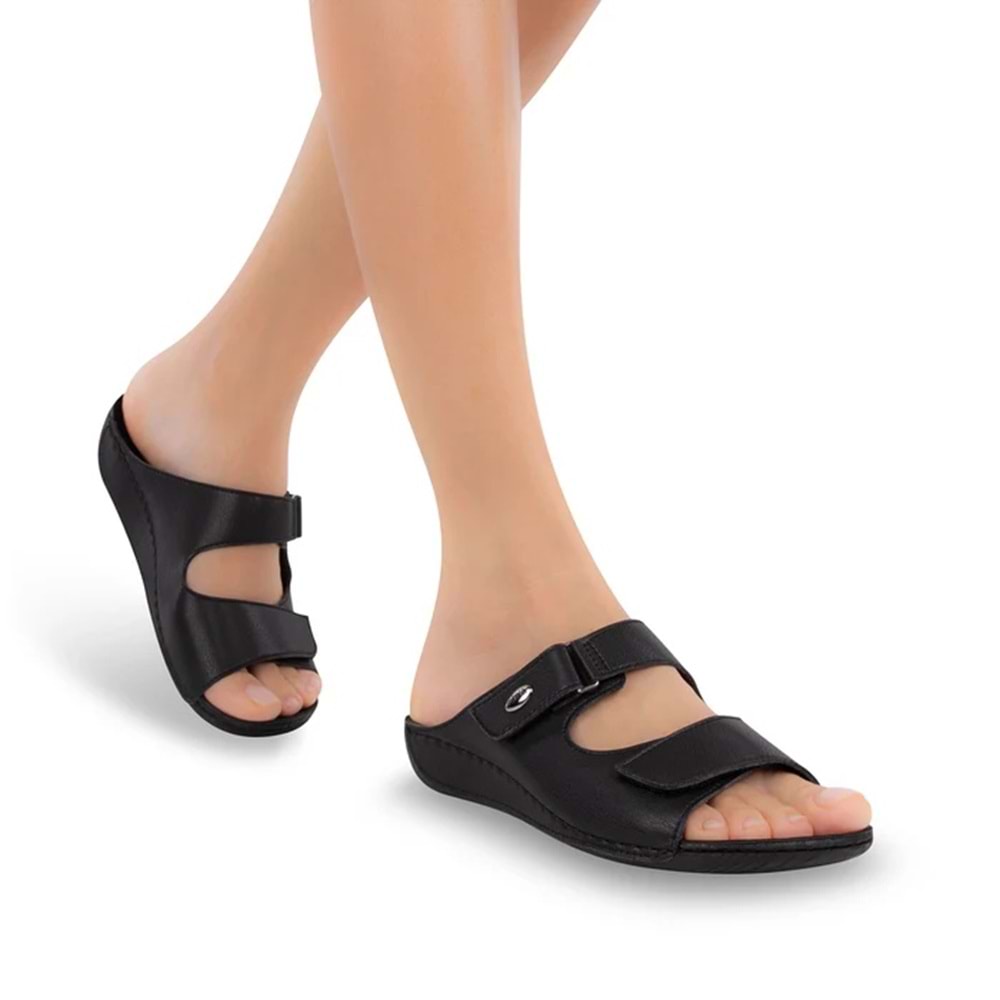 Muya Sigma Anatomik Taban Çift Bantlı Kadın Terlik - Siyah - 35