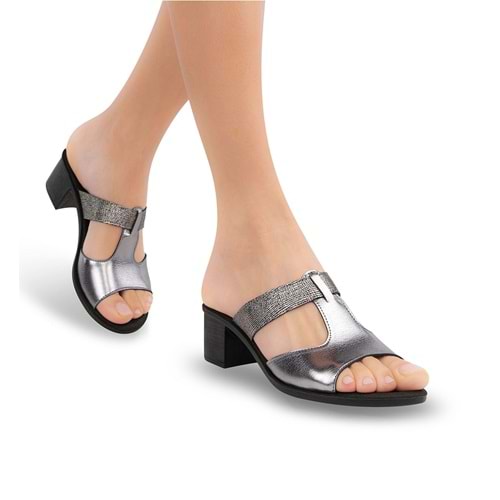 Muya Ceria Anatomik Kadın Topuklu Terlik - Kurşun - 37