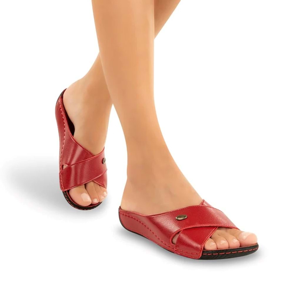 Muya Cyrus Anatomik Tabanlı Topuk Dikeni Jelli Kadın Terlik - Kırmızı - 40