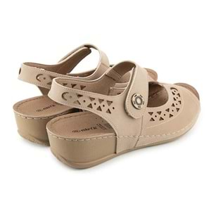 Muya Terra Anatomik Taban Topuklu Kadın Sandalet - Vizon - 36