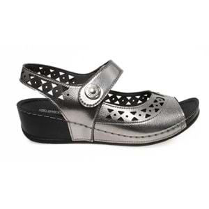 Muya Terra Anatomik Taban Topuklu Kadın Sandalet - Kurşun - 35