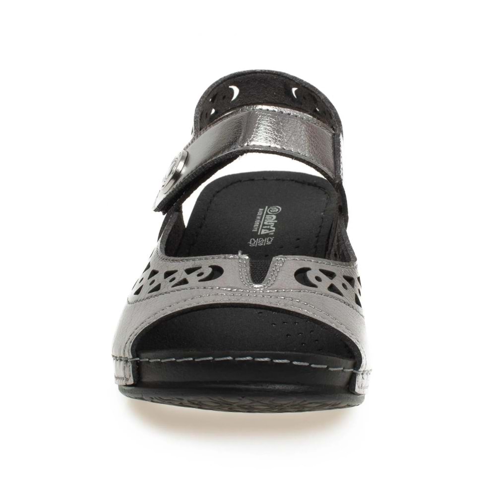 Muya Terra Anatomik Taban Topuklu Kadın Sandalet - Kurşun - 35