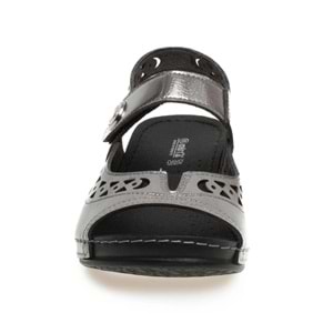 Muya Terra Anatomik Taban Topuklu Kadın Sandalet - Kurşun - 35