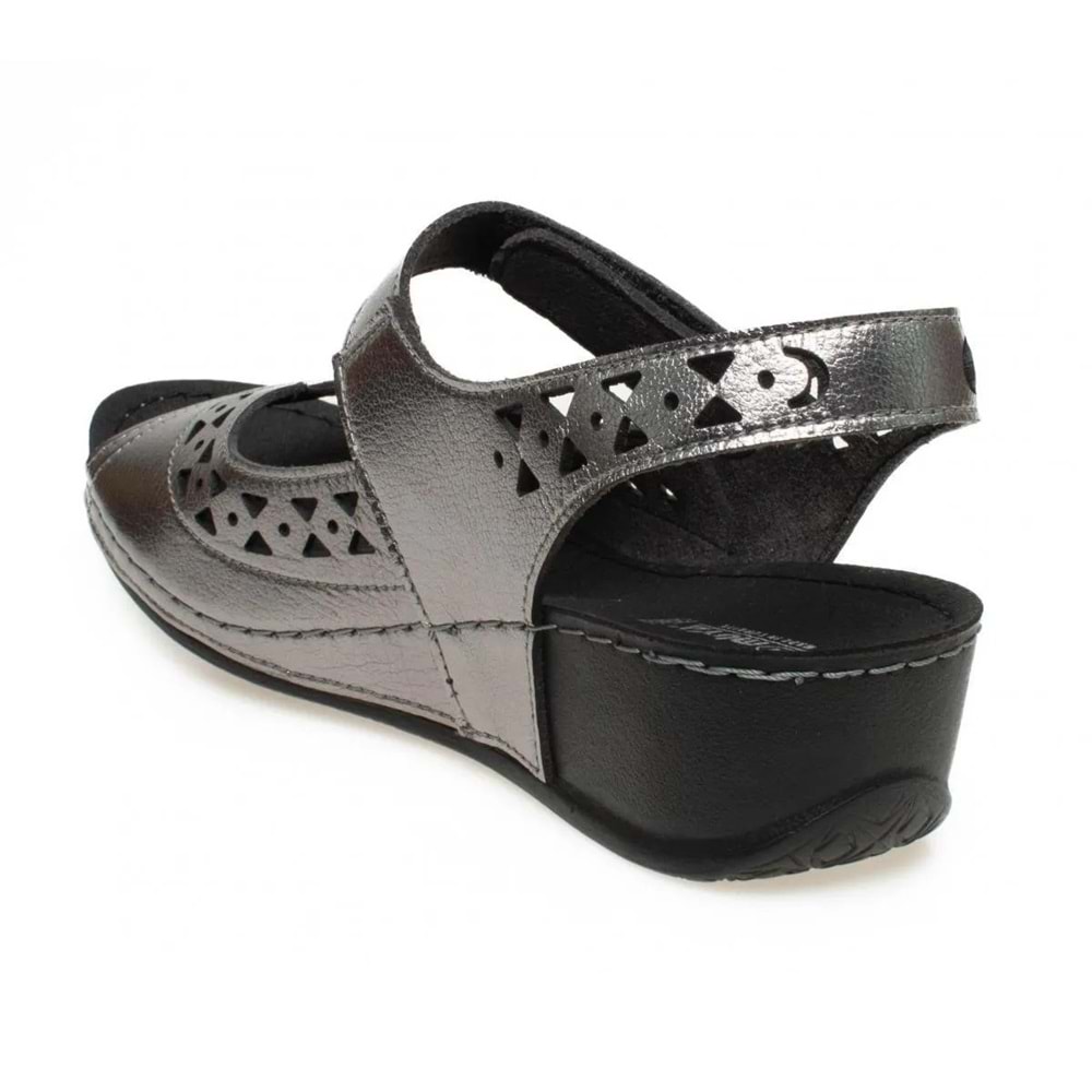 Muya Terra Anatomik Taban Topuklu Kadın Sandalet - Kurşun - 35
