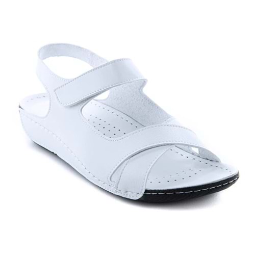 Muya Alula Anatomik Taban Hafif Kadın Sandalet - Beyaz-Siyah - 36