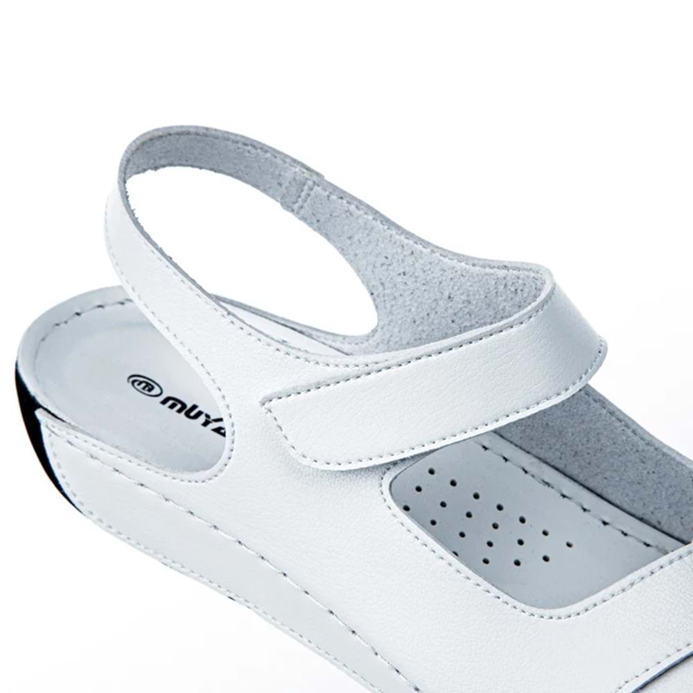 Muya Alula Anatomik Taban Hafif Kadın Sandalet - Beyaz-Siyah - 36