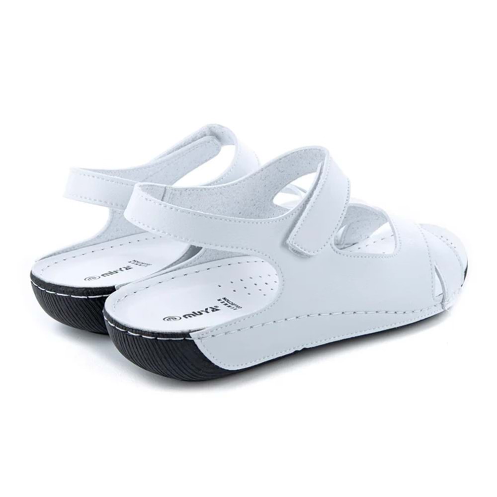 Muya Alula Anatomik Taban Hafif Kadın Sandalet - Beyaz-Siyah - 36