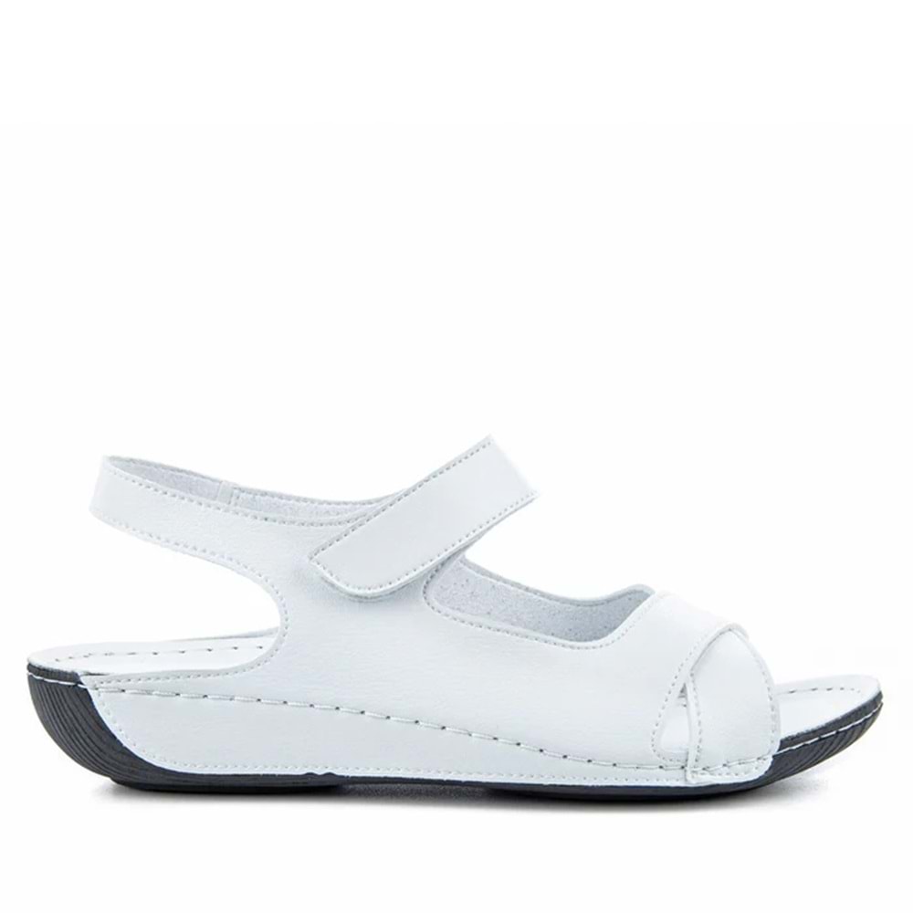 Muya Alula Anatomik Taban Hafif Kadın Sandalet - Beyaz-Siyah - 36