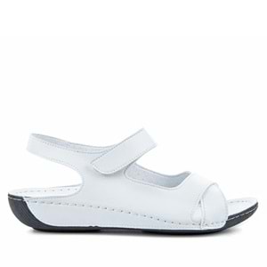 Muya Alula Anatomik Taban Hafif Kadın Sandalet - Beyaz-Siyah - 36