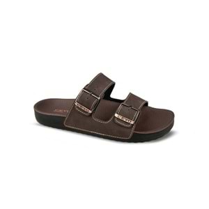 Ceyo Bahama-10 Tam Ortopedik Çift Bantlı Erkek Terlik - Kahverengi - 40