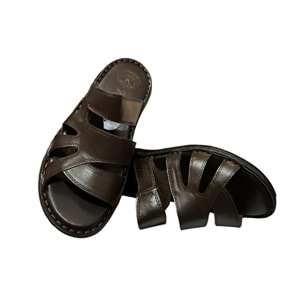 Kristal Kr.95 Anatomik Taban Hakiki Deri Erkek Terlik - Kahverengi - 43