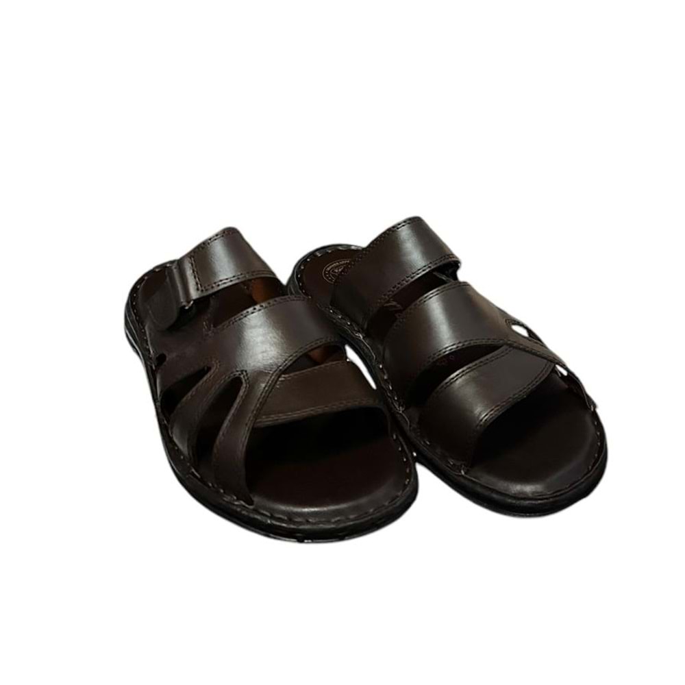 Kristal Kr.95 Anatomik Taban Hakiki Deri Erkek Terlik - Kahverengi - 43