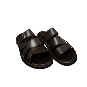 Kristal Kr.95 Anatomik Taban Hakiki Deri Erkek Terlik - Kahverengi - 43