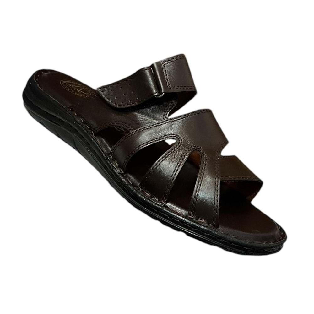 Kristal Kr.95 Anatomik Taban Hakiki Deri Erkek Terlik - Kahverengi - 43