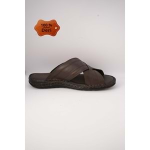 Kristal Kr.97 Anatomik Taban Hakiki Deri Erkek Terlik - Kr.97 - Kahverengi - 40