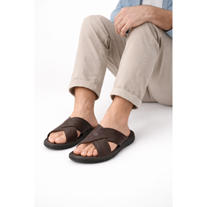 Kristal Kr.97 Anatomik Taban Hakiki Deri Erkek Terlik - Kr.97 - Kahverengi - 40