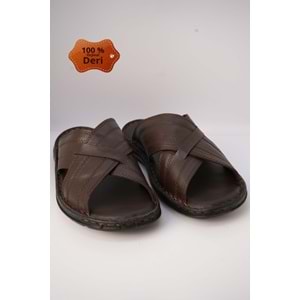 Kristal Kr.97 Anatomik Taban Hakiki Deri Erkek Terlik - Kr.97 - Kahverengi - 40