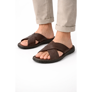 Kristal Kr.97 Anatomik Taban Hakiki Deri Erkek Terlik - Kr.97 - Kahverengi - 40