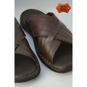 Kristal Kr.97 Anatomik Taban Hakiki Deri Erkek Terlik - Kr.97 - Kahverengi - 40