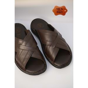 Kristal Kr.97 Anatomik Taban Hakiki Deri Erkek Terlik - Kr.97 - Kahverengi - 40