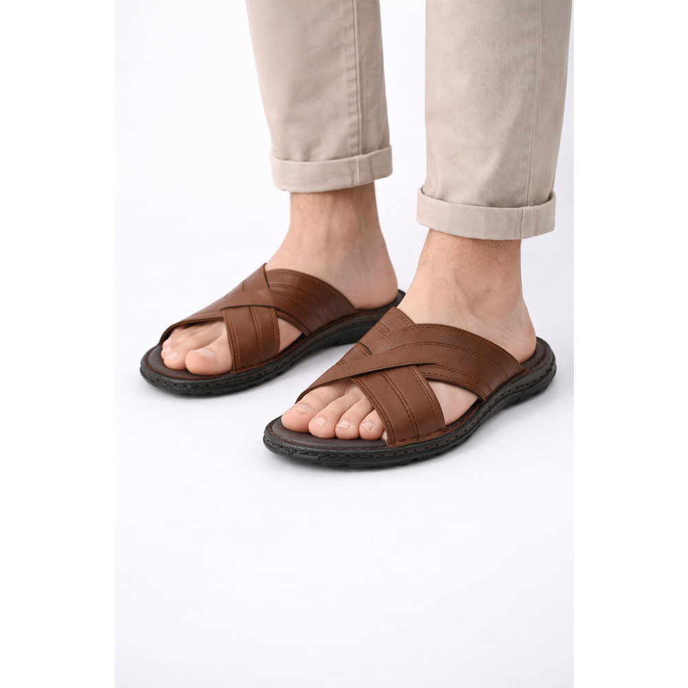 Kristal Kr.97 Anatomik Taban Hakiki Deri Erkek Terlik - Taba - 40