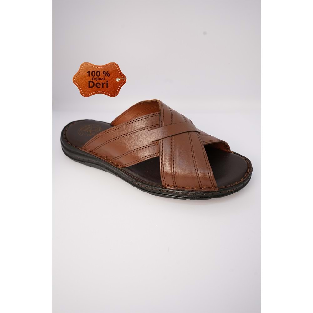 Kristal Kr.97 Anatomik Taban Hakiki Deri Erkek Terlik - Taba - 40