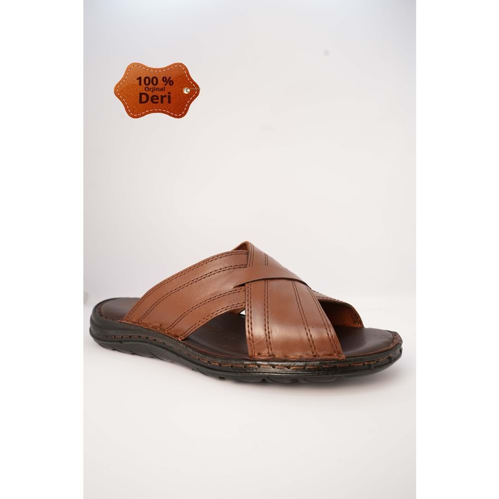 Kristal Kr.97 Anatomik Taban Hakiki Deri Erkek Terlik - Taba - 40