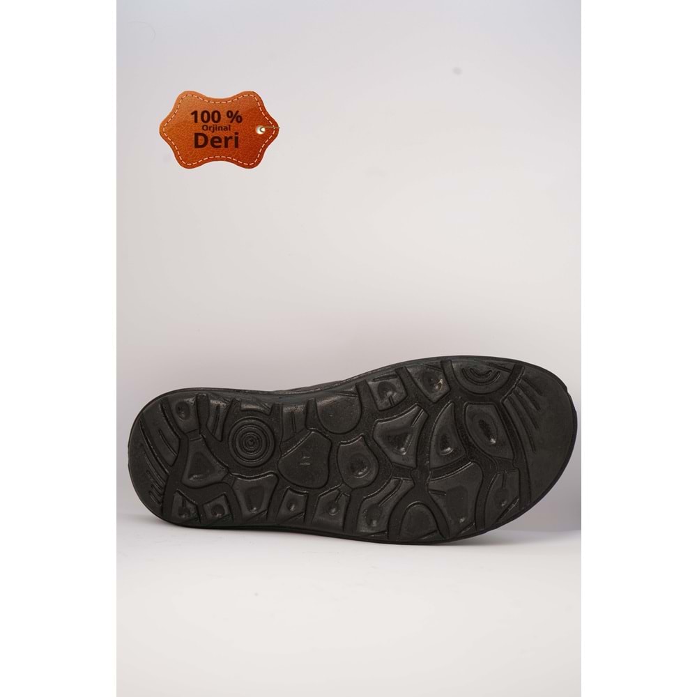 Kristal Kr.97 Anatomik Taban Hakiki Deri Erkek Terlik - Siyah - 40