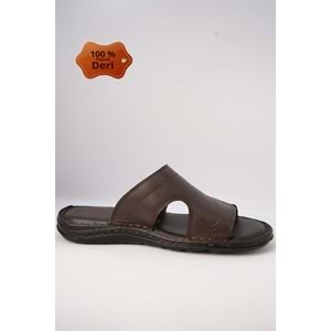 Kristal Kr.98 Anatomik Taban Hakiki Deri Erkek Terlik - Kahverengi - 40