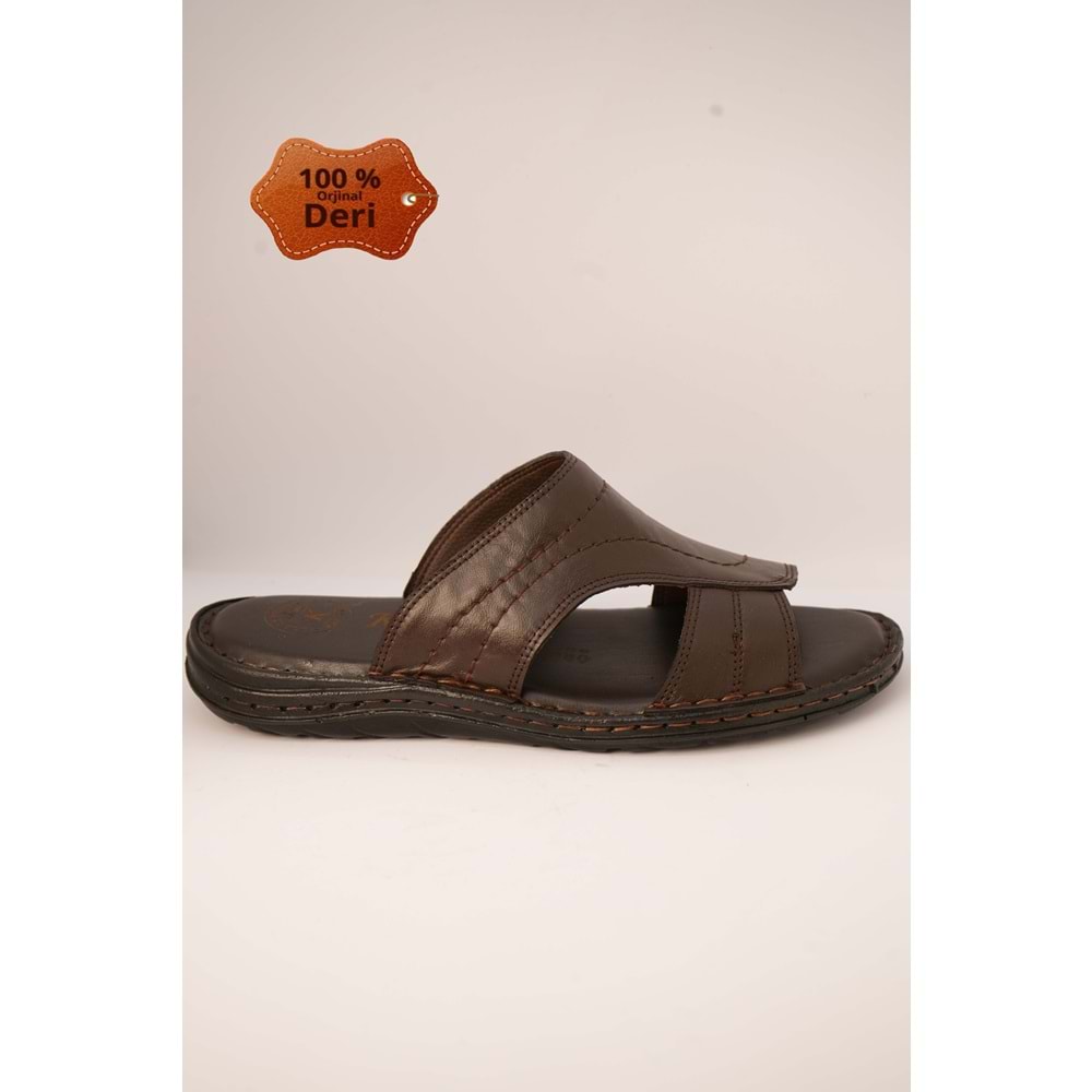 Kristal Kr.98 Anatomik Taban Hakiki Deri Erkek Terlik - Kahverengi - 40