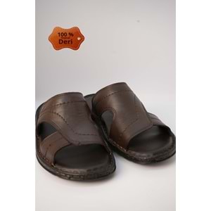 Kristal Kr.98 Anatomik Taban Hakiki Deri Erkek Terlik - Kahverengi - 40