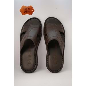 Kristal Kr.98 Anatomik Taban Hakiki Deri Erkek Terlik - Kahverengi - 40