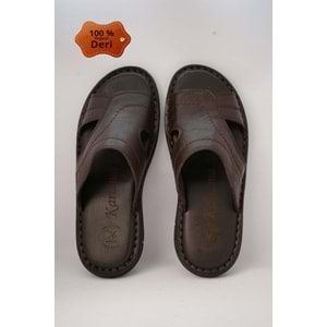 Kristal Kr.98 Anatomik Taban Hakiki Deri Erkek Terlik - Kahverengi - 40
