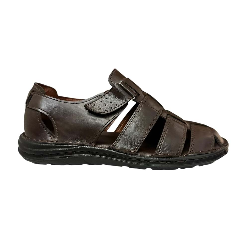 Kristal Kr.100 Anatomik Taban Önü Kapalı Hakiki Deri Erkek Sandalet kahverengi- 41