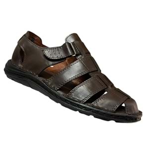 Kristal Kr.100 Anatomik Taban Önü Kapalı Hakiki Deri Erkek Sandalet kahverengi- 41