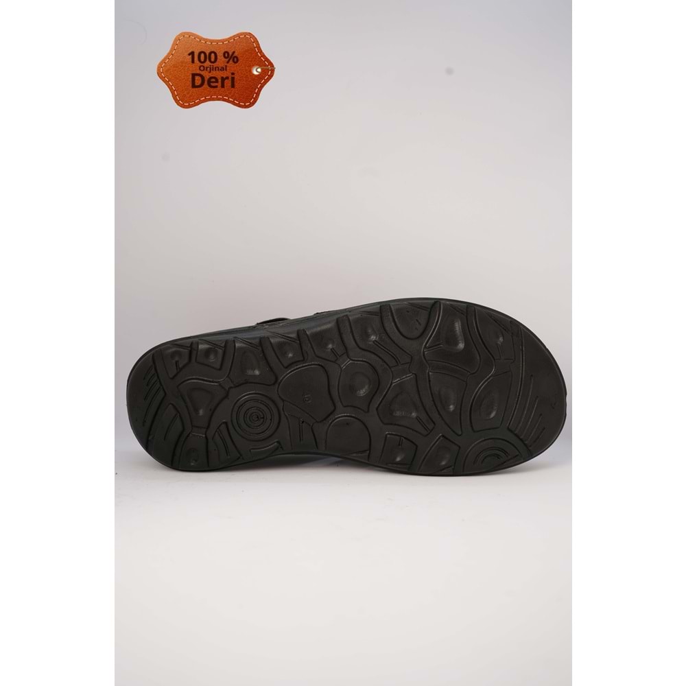 Kristal Kr.100 Anatomik Taban Önü Kapalı Hakiki Deri Erkek Sandalet - Siyah - 40