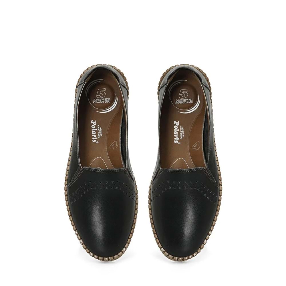 Polaris Anatomik Taban İçi Dışı Hakiki Deri Düz Kadın Ayakkabı - 104040.Z4FX - Siyah - 40