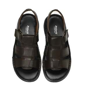 Polaris Anatomik Hakiki Deri Erkek Sandalet - 170007.M 4FX - Kahverengi - 45